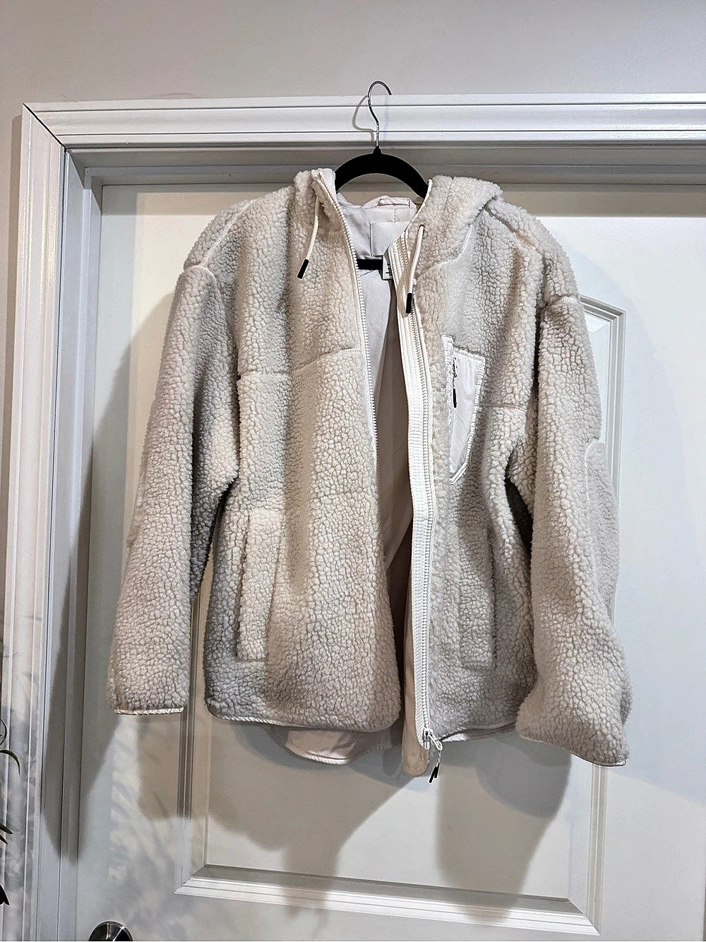 H&Medium Hooded Teddy Jacket Cream Medium